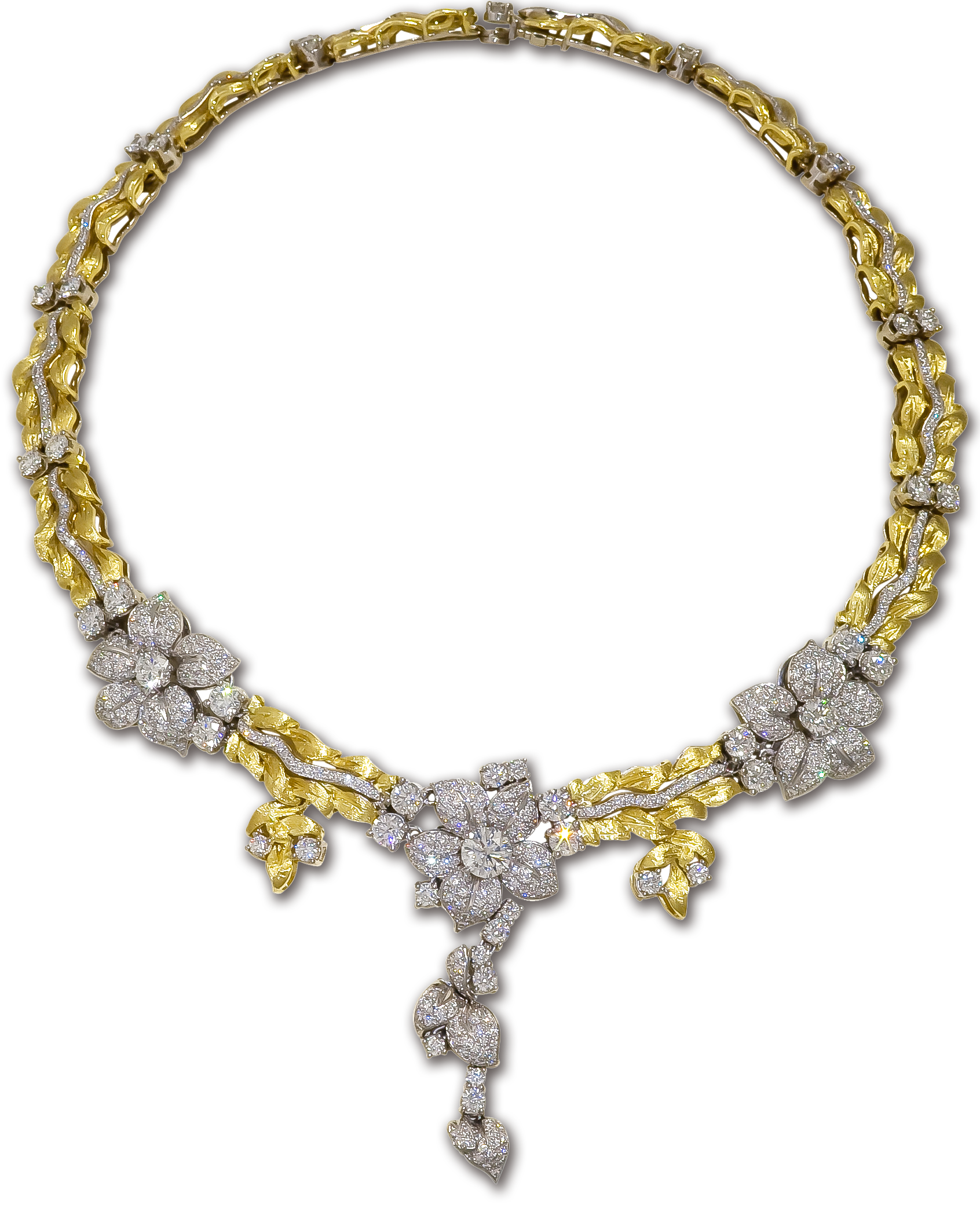 19384 gold diamond floral necklace