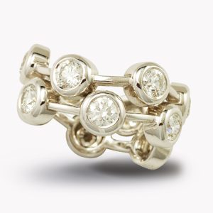 Item # 21835 2-row diamond cascade ring white gold ring