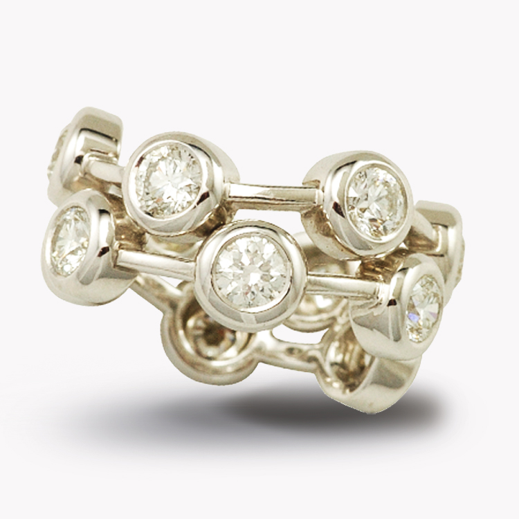 Item # 21835 2-row diamond cascade ring white gold ring