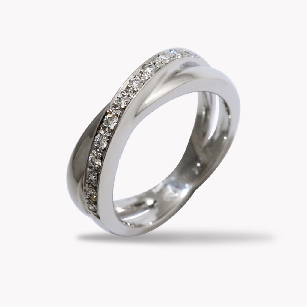 White Gold Wide Single Flowing Lines Diamond Eternity Band, Item #21961
