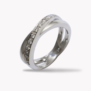 White Gold Wide Single Flowing Lines Diamond Eternity Band, Item #21961
