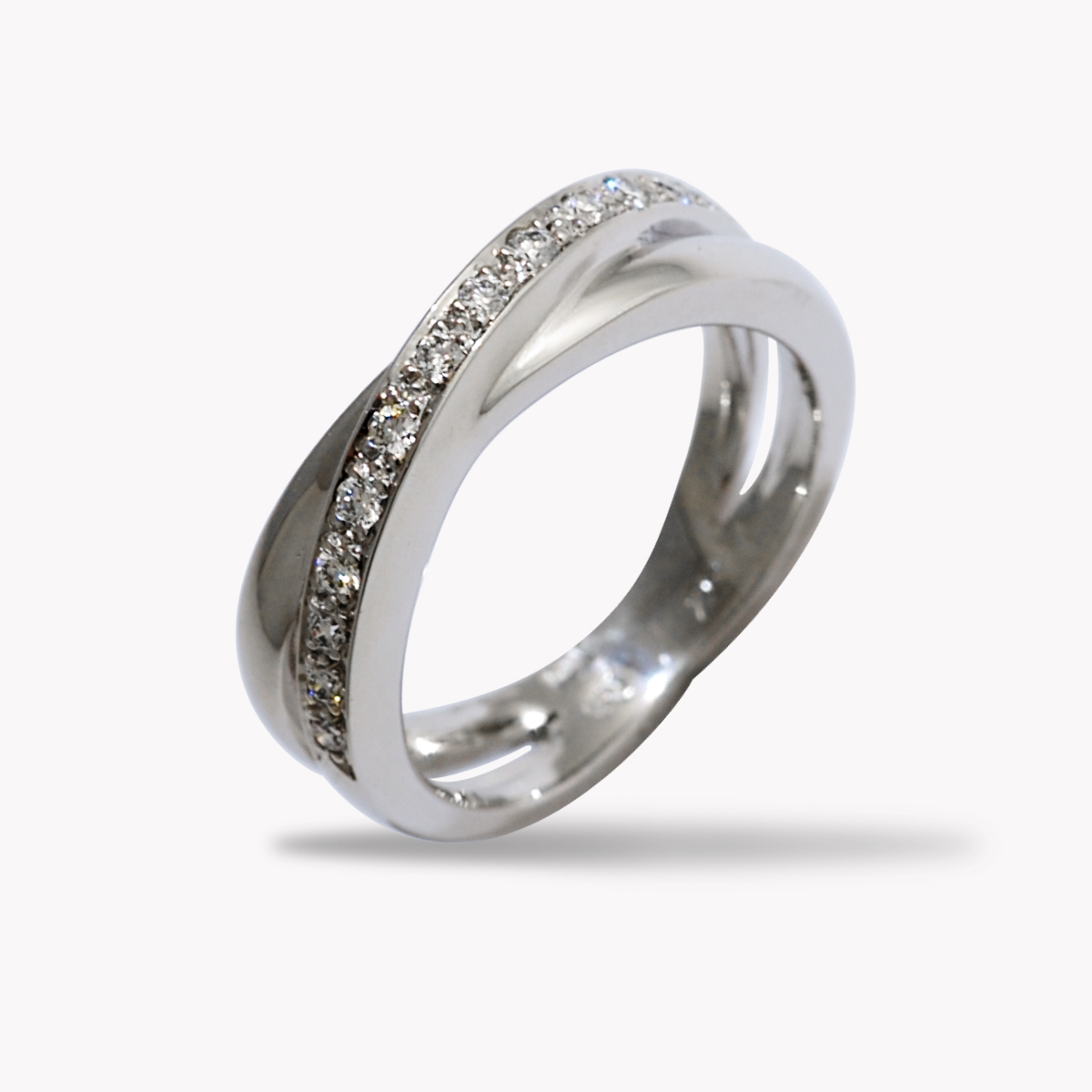 White Gold Wide Single Flowing Lines Diamond Eternity Band, Item #21961