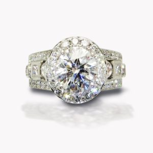 Item # 23330A White Gold Diamond Engagement Ring 1.40cts Round with Diamond Halo