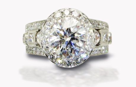 Item # 23330A White Gold Diamond Engagement Ring 1.40cts Round with Diamond Halo