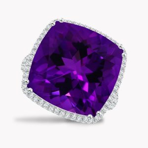 17024 Large Double Flowing Lines Amethyst & Diamond Ring