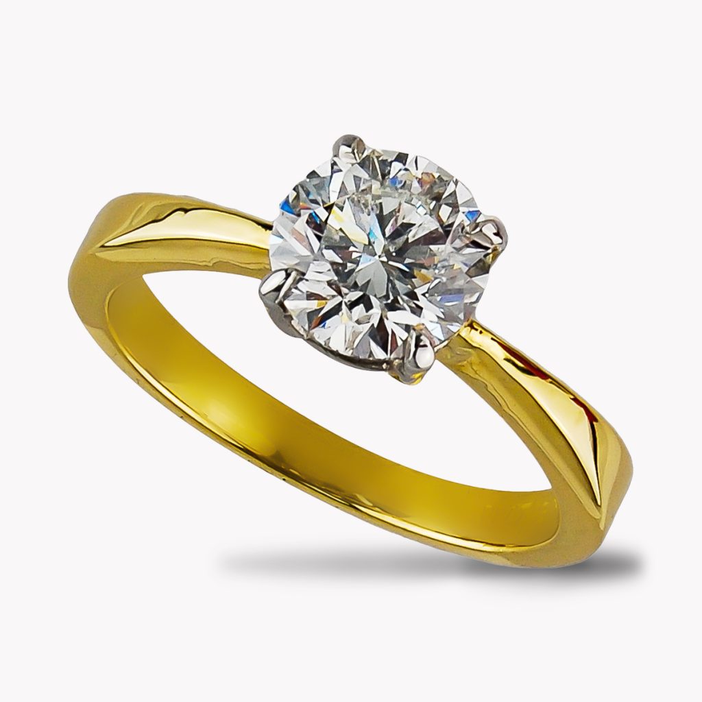 19661 Yellow Gold 0.80cts Round Diamond Engagement Ring