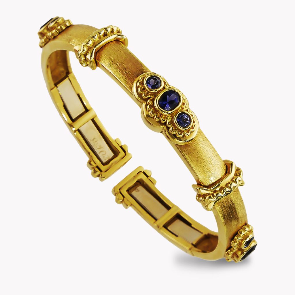 20136- Designer Iolite Callista Bangle in Yellow Gold