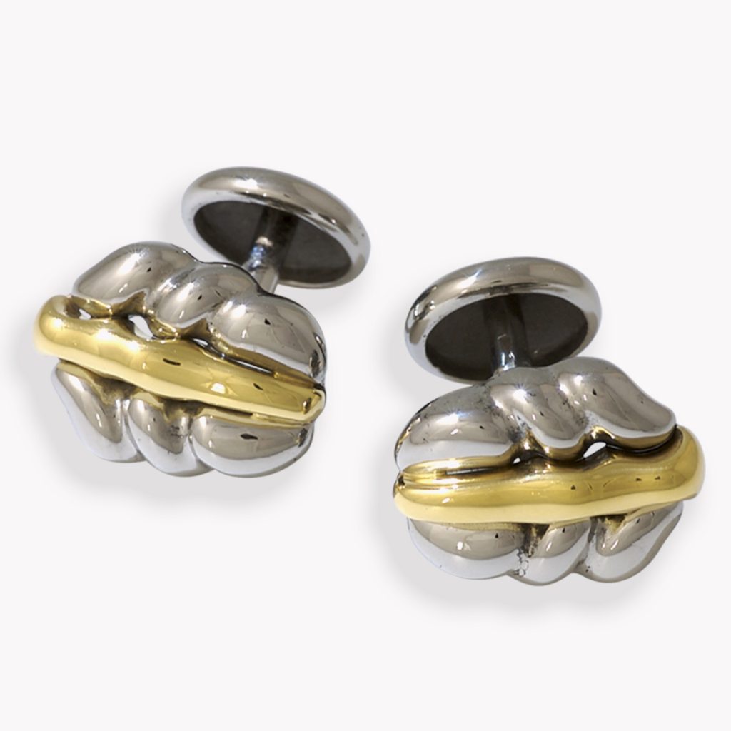 Flowing Lines Cufflinks Stainless Steel Yellow Gold, Item #20538