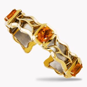 20758 Flowing Lines Bracelet in Yellow & White Gold with Citrines