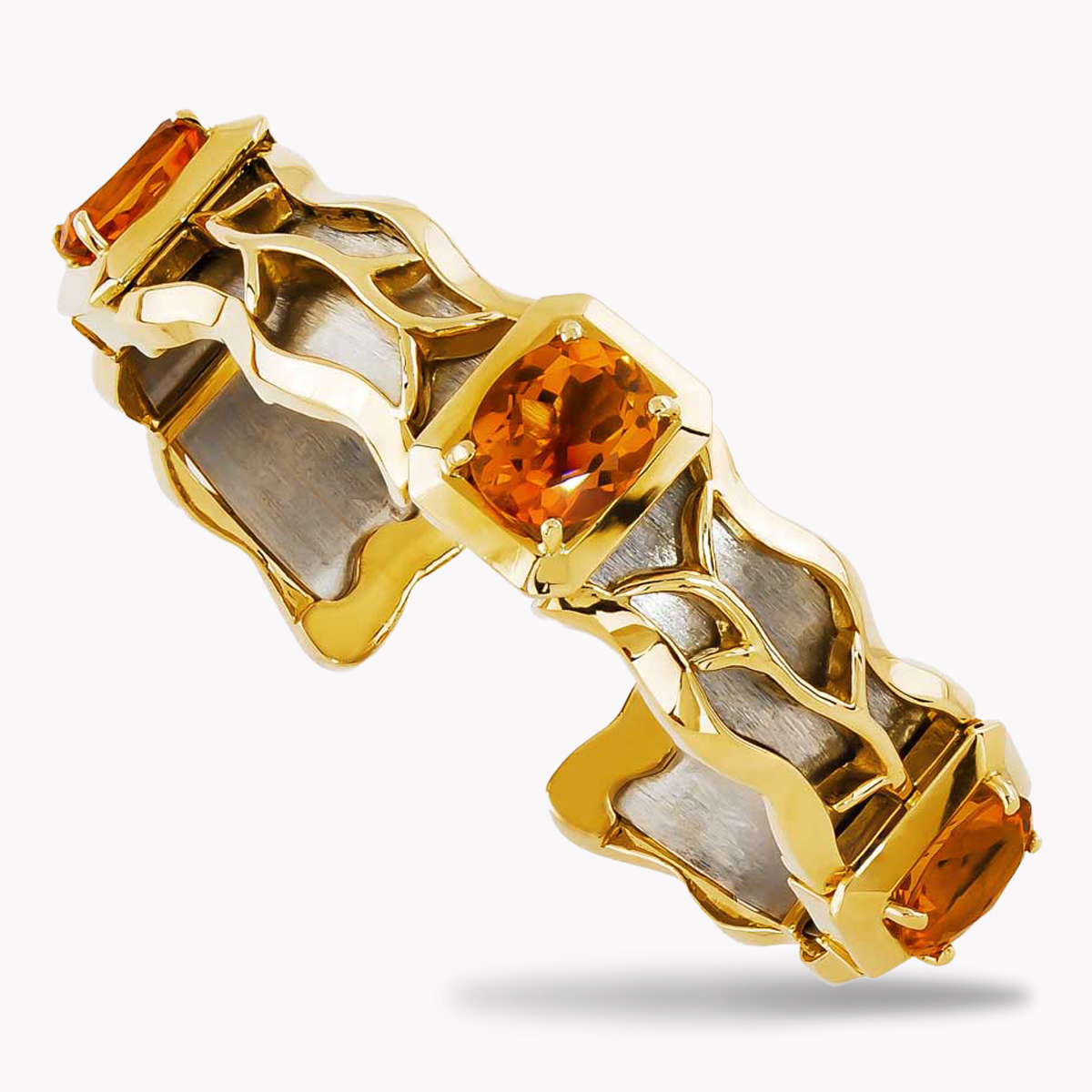 20758 Flowing Lines Bracelet in Yellow & White Gold with Citrines