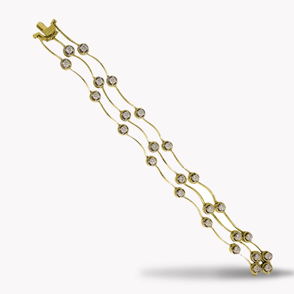 21987 Triple Cascade Diamond Bracelet in Yellow Gold