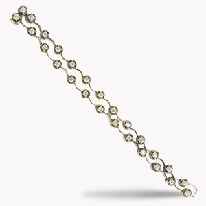 Two Row White Gold Cascade Diamond Bracelet