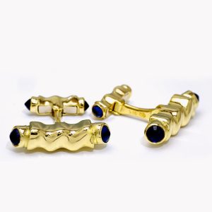 Flowing Lines Cufflinks Stainless Steel Yellow Gold, Item #20538