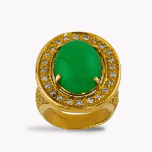 22629 Soleil Chrysoprase and Diamond Ring in Yellow Gold