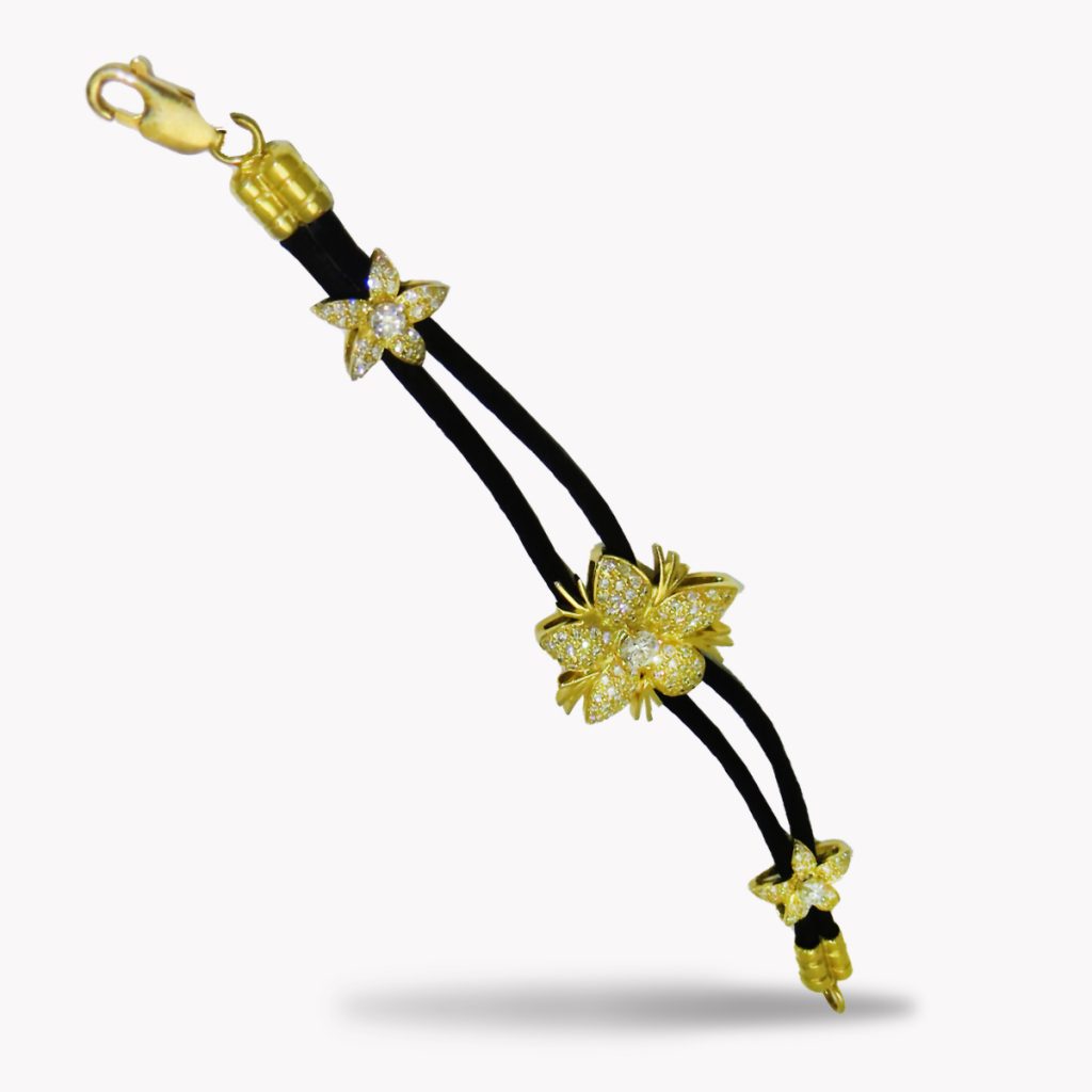 Item #22649 Jasmin de Nuit Yellow Gold Diamond Bracelet on Silk Cord