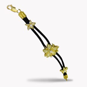 Item #22649 Jasmin de Nuit Yellow Gold Diamond Bracelet on Silk Cord