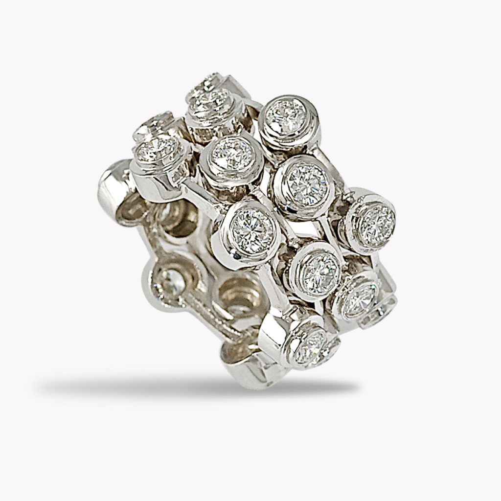 Item #22947 cascade 3row diamond ring in white gold