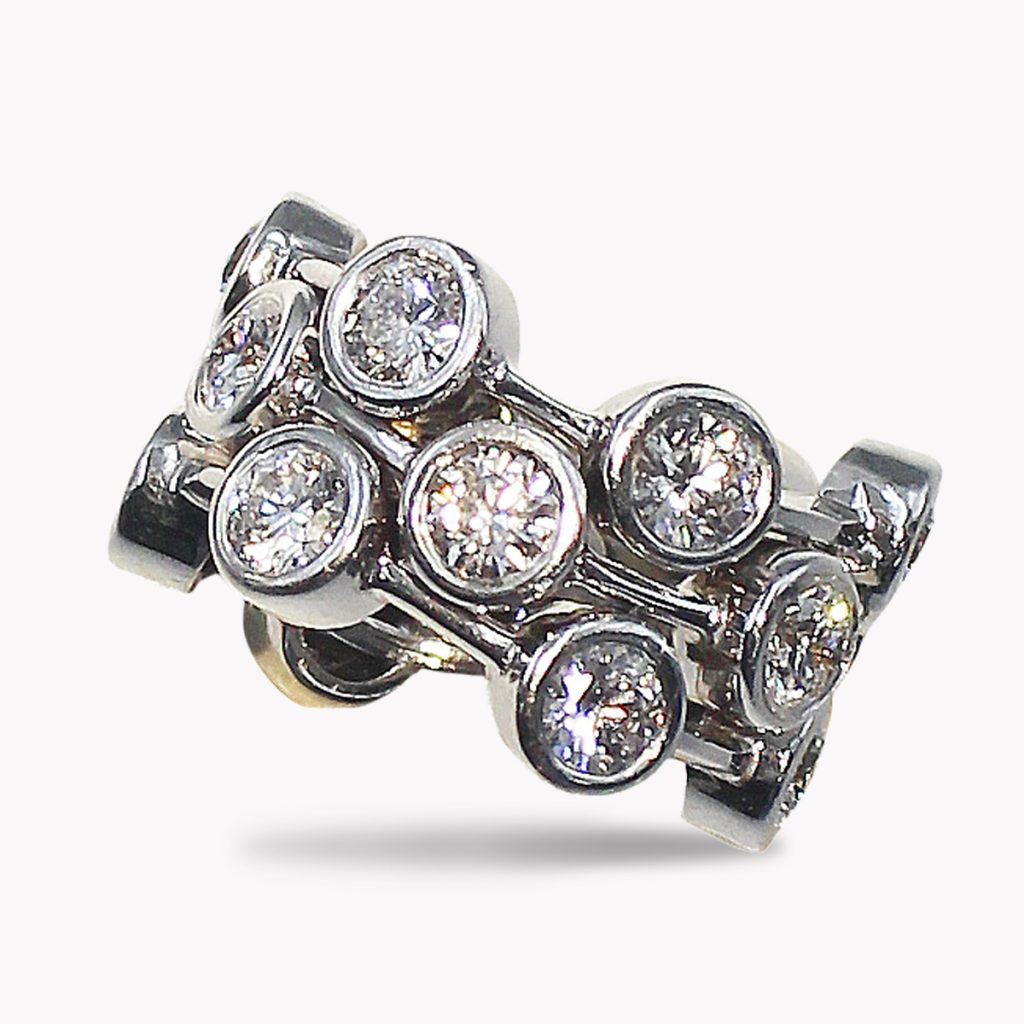 22967-cascade-3row-diamond-ring-white-gold-4.5-cts, Item #22967