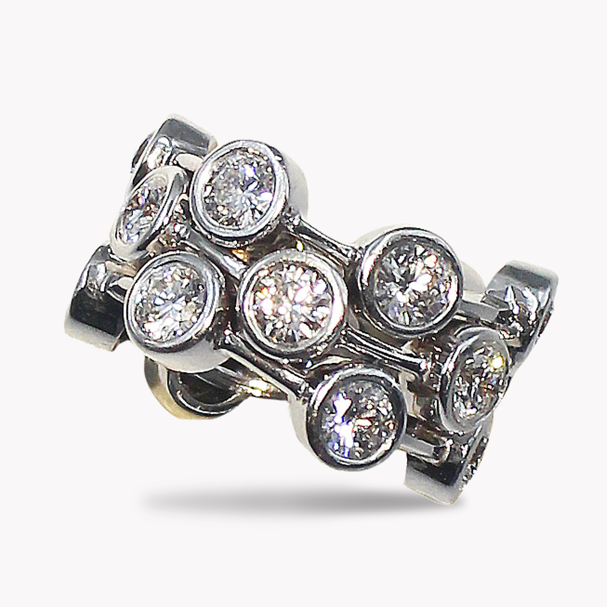 22967-cascade-3row-diamond-ring-white-gold-4.5-cts, Item #22967