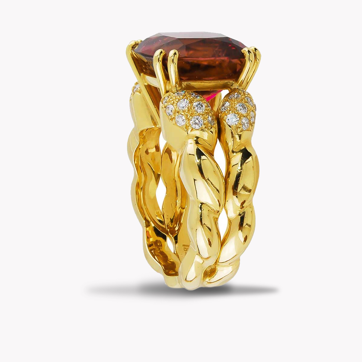 Rubellite & Diamond Cocktail Ring - Image 3