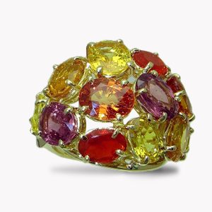 23263 Multi Colored Gemstone Ring in Yellow Gold