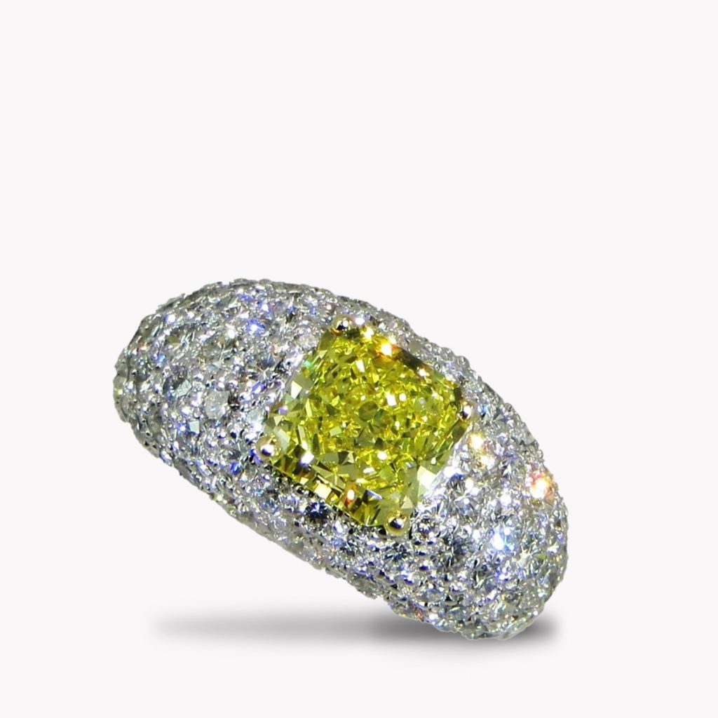Item #23348 Graff Dome Diamond Ring with Yellow Radiant Diamond