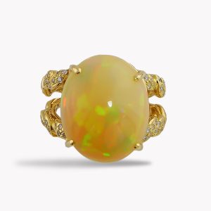 Jelly Opal with Diamonds in Yellow Gold Item #23351