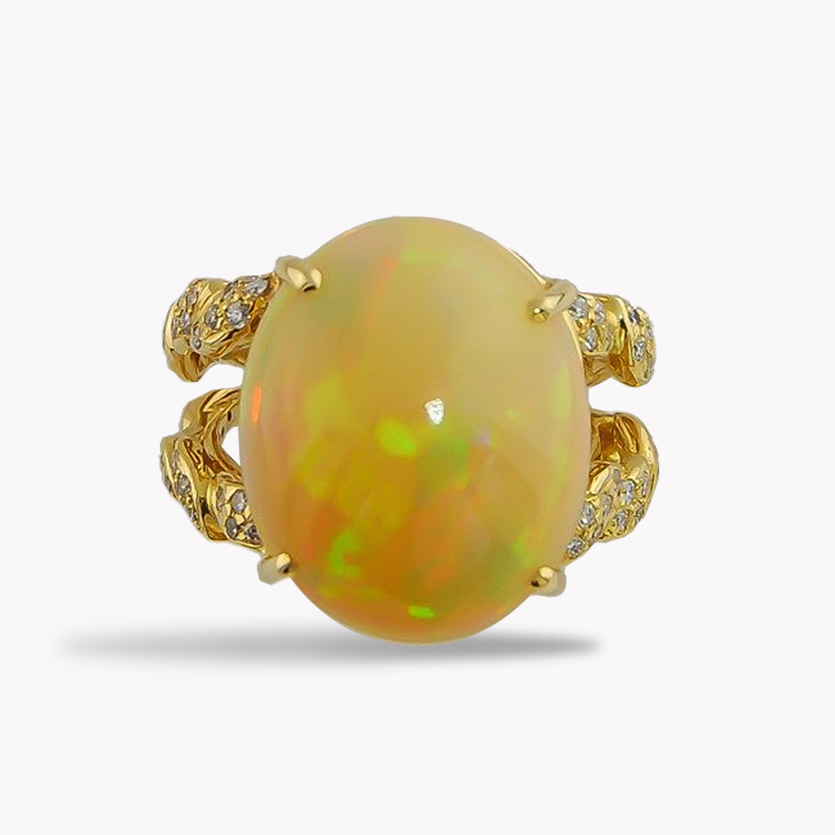 Jelly Opal with Diamonds in Yellow Gold Item #23351
