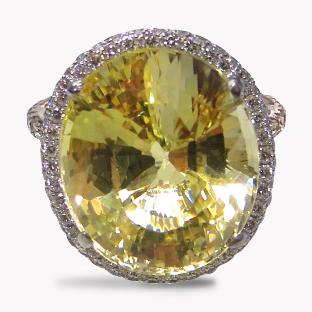 23420 Yellow Sapphire Diamond Cocktail IRng i White Gold