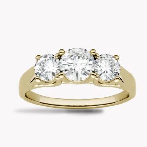 23457 Classic Three Stone Diamond Engagement Ring in-Yellow & White Gold