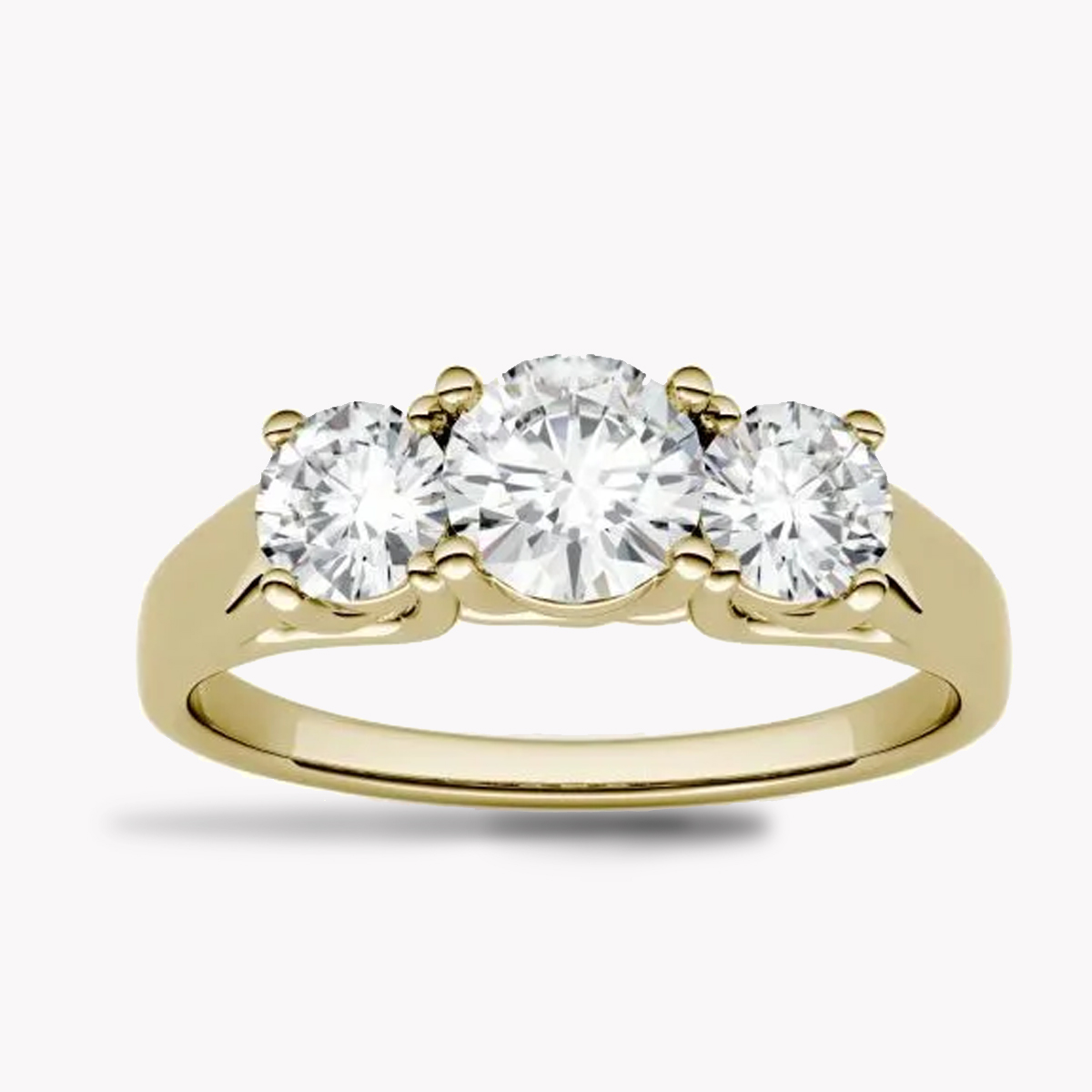 23457 Classic Three Stone Diamond Engagement Ring in-Yellow & White Gold