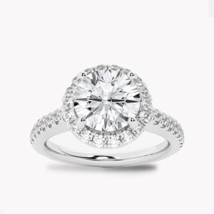 23466 Classic Diamond Engagement Ring with Diamond Halo in Platinum