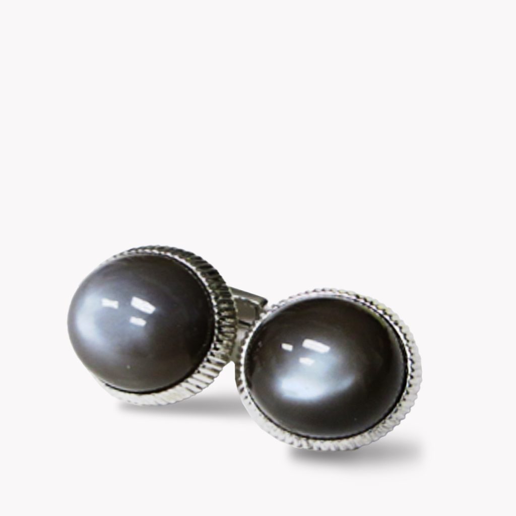 Item #23513 Black Moonstone Cufflinks in White Gold