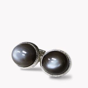 Item #23513 Black Moonstone Cufflinks in White Gold
