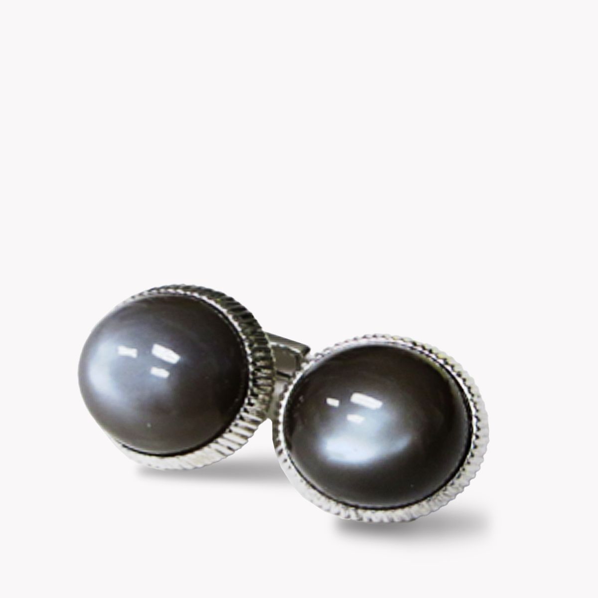 Item #23513 Black Moonstone Cufflinks in White Gold