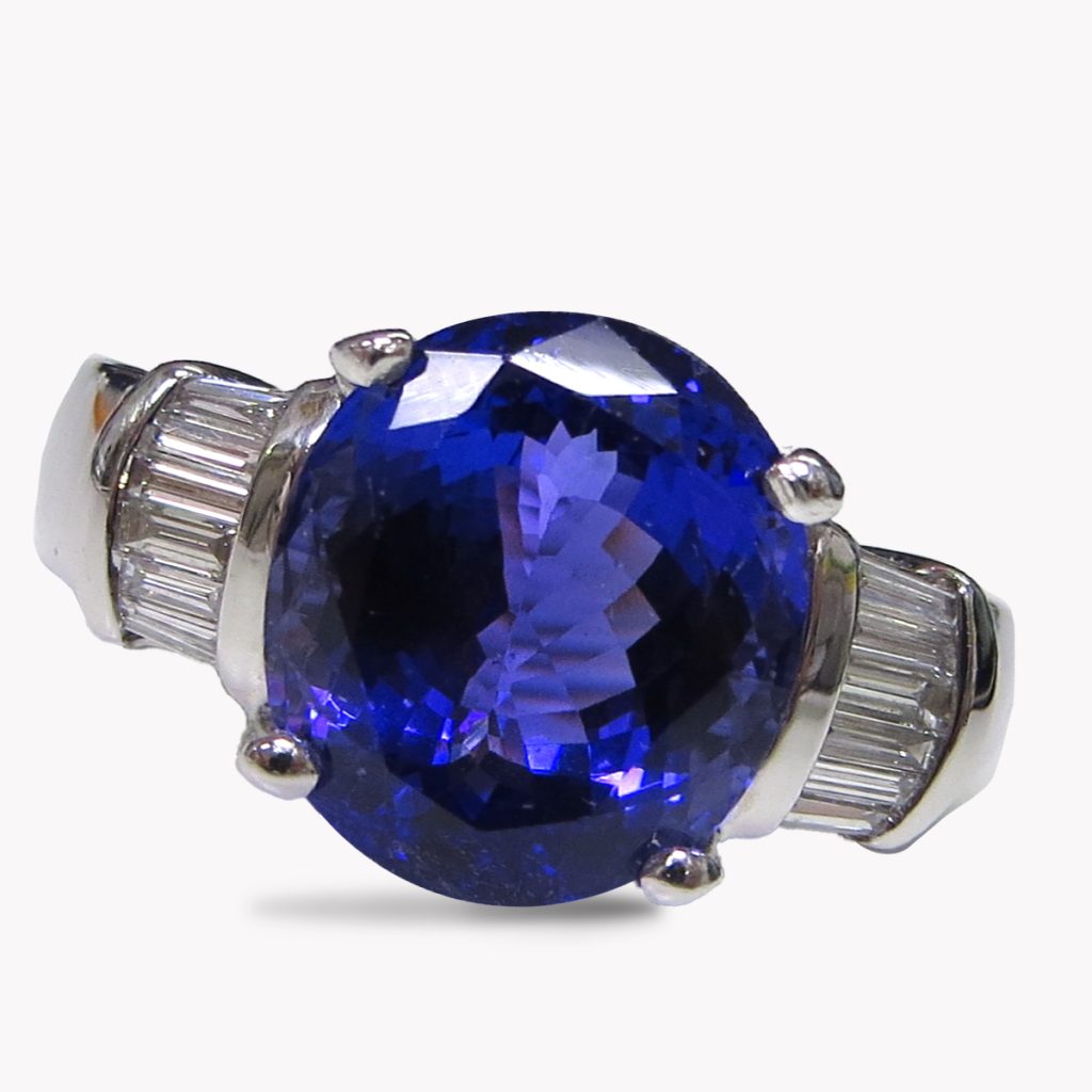 23688 Classic Tanzanite & Diamond Ring in White Gold