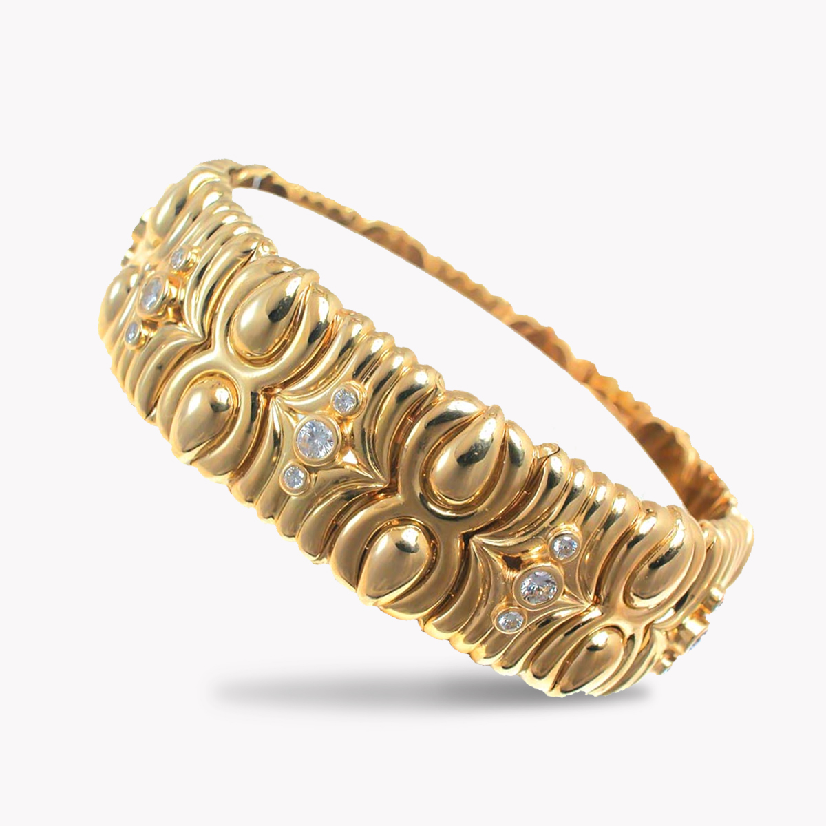23733 Flowing Lines Diamond Wave Bracelet in Yellow Gold