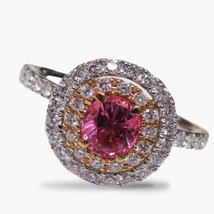 23788 Papadparasha Sapphire and Diamond Ring in Platinum & Rose Gold