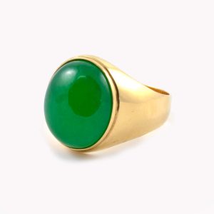 Gent’s Chrysophrase Ring In Yellow Gold, Item #23833