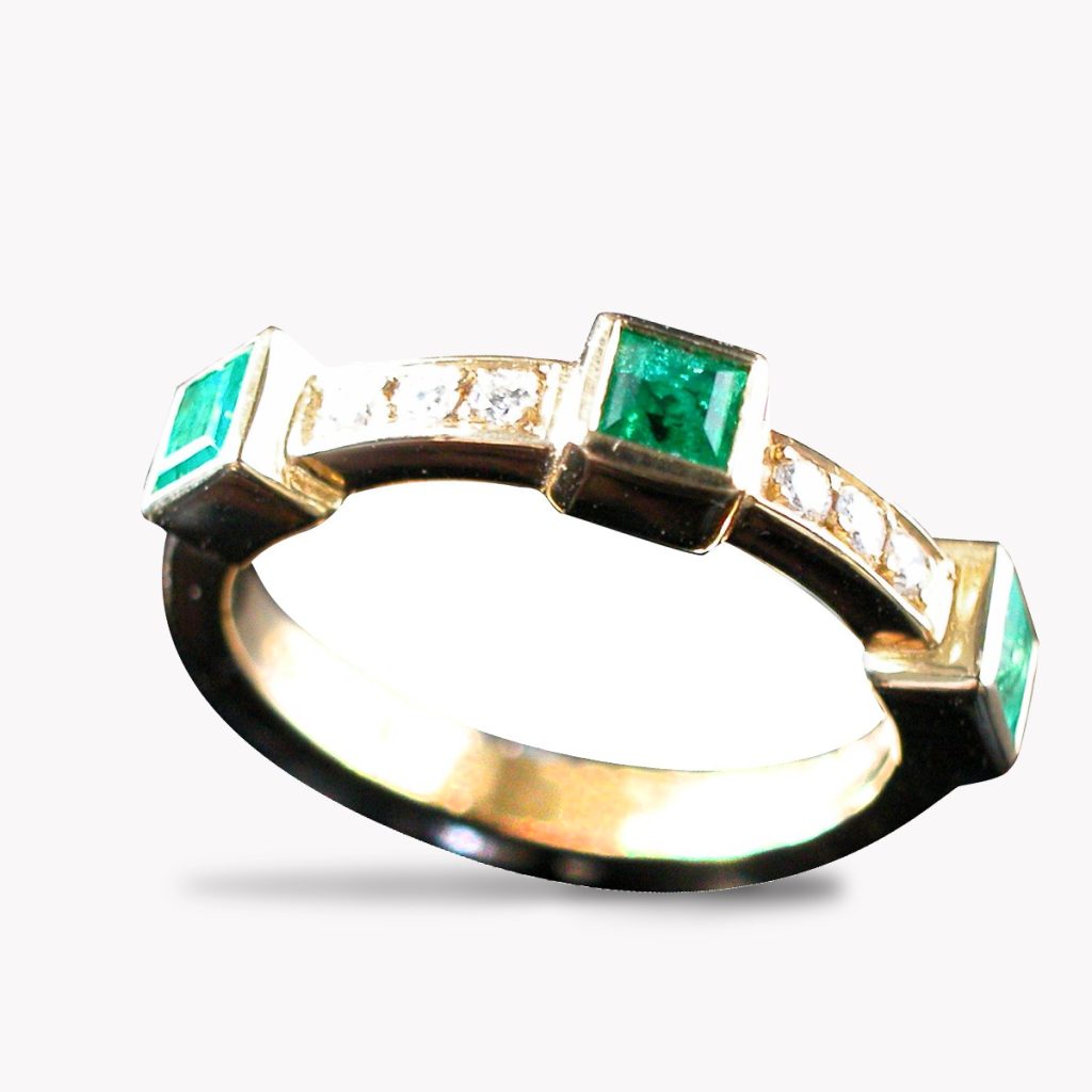 Item #23902 Emerald & Diamond Half Eternity Ring