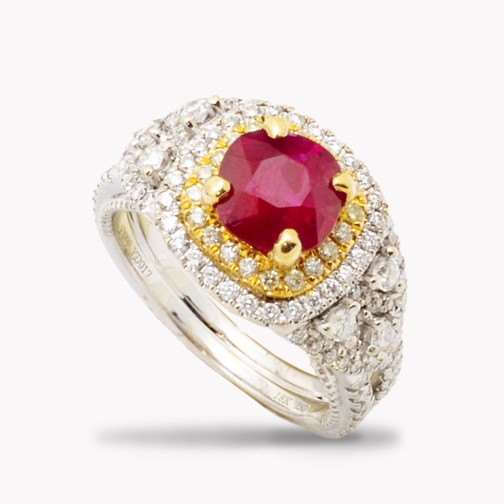 23907 Classic Ruby Diamond Ring in White Gold