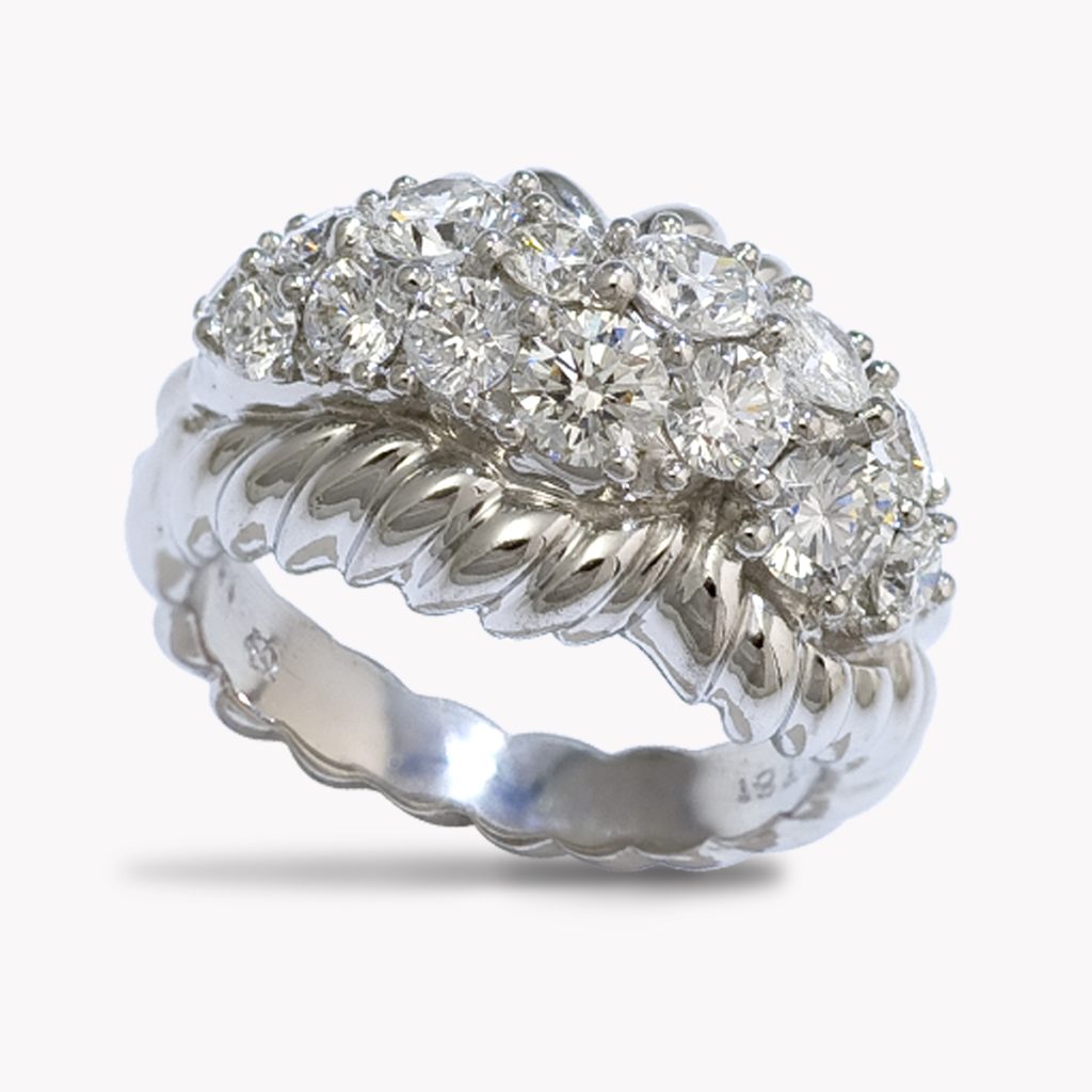 24007 Multi Stone Diamond Cluster Ring in White Gold