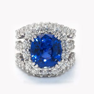 24086 SuperNova Sapphire Diamond Ring in Yellow Gold and Platinum