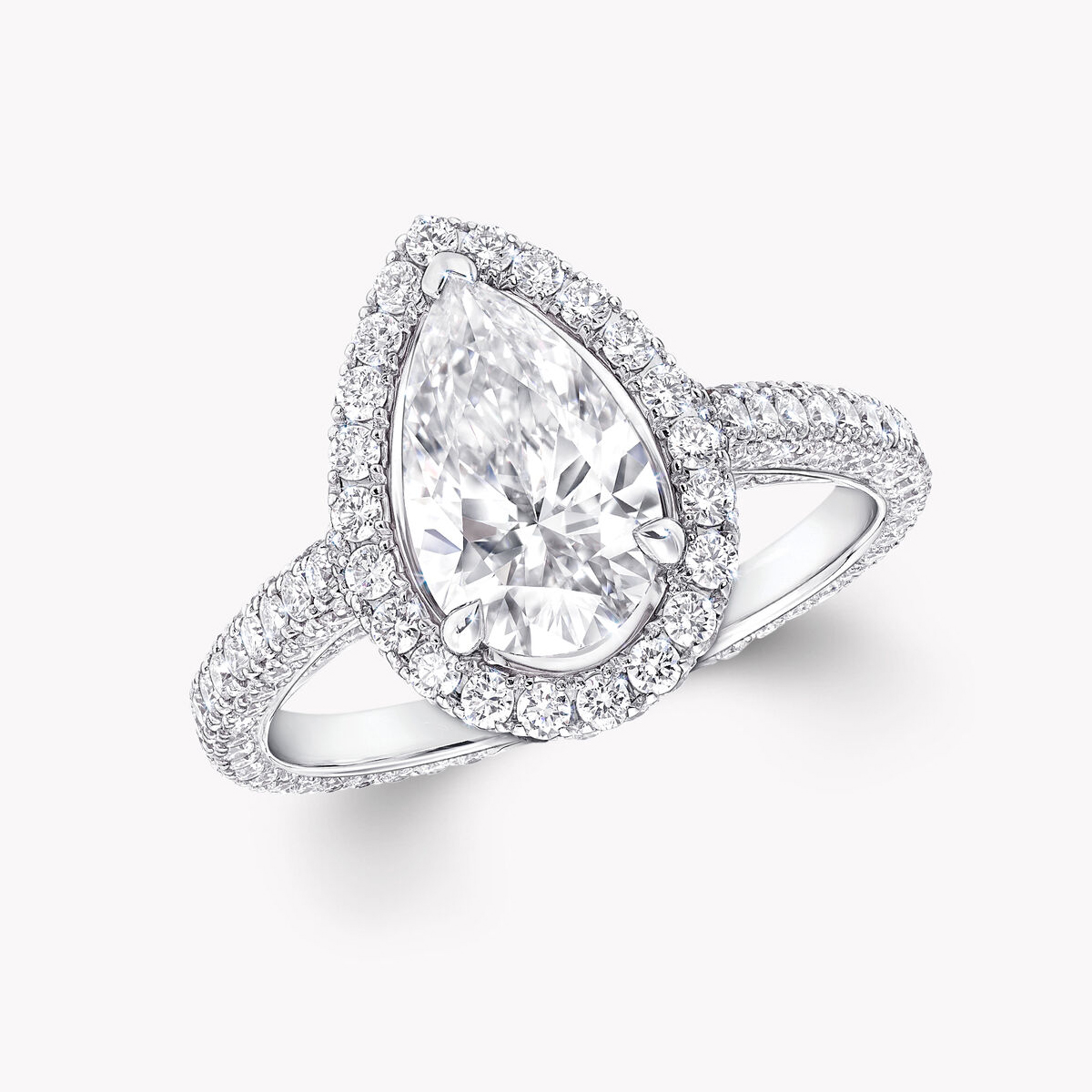 24113 Classic Pear Shape Diamond Engagement Ring with Diamond Halo in White Gold