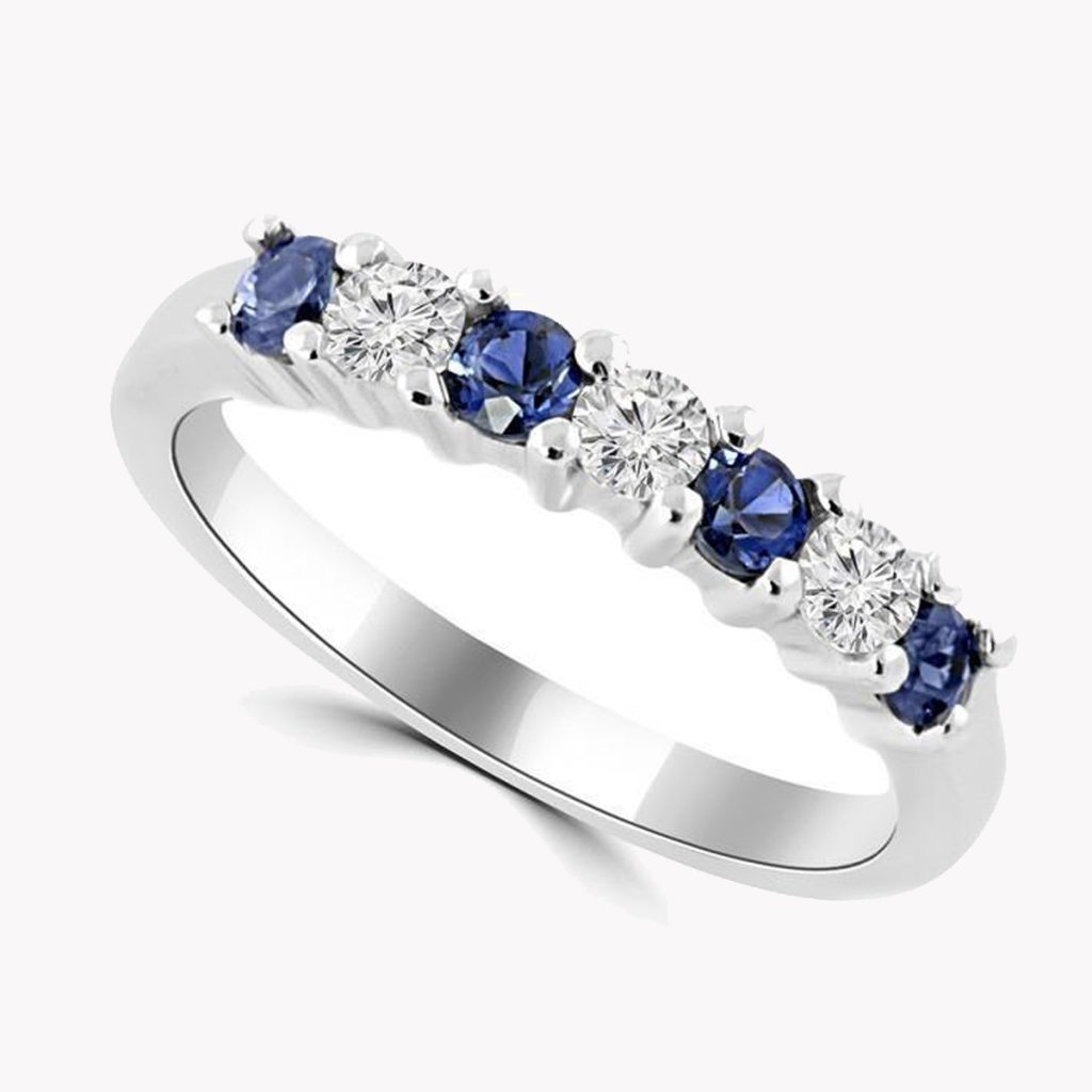 Item #24272 Diamond & Sapphire Half Eternity Ring in Platinum