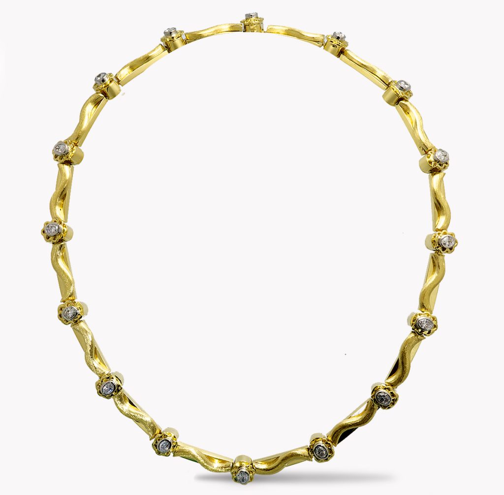 Item #20221 Flowing Lines Diamond Necklace in Yellow Gold