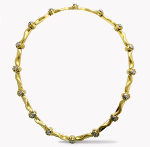 Item 20221 Flowing Lines Diamond Necklace in Yellow Gold