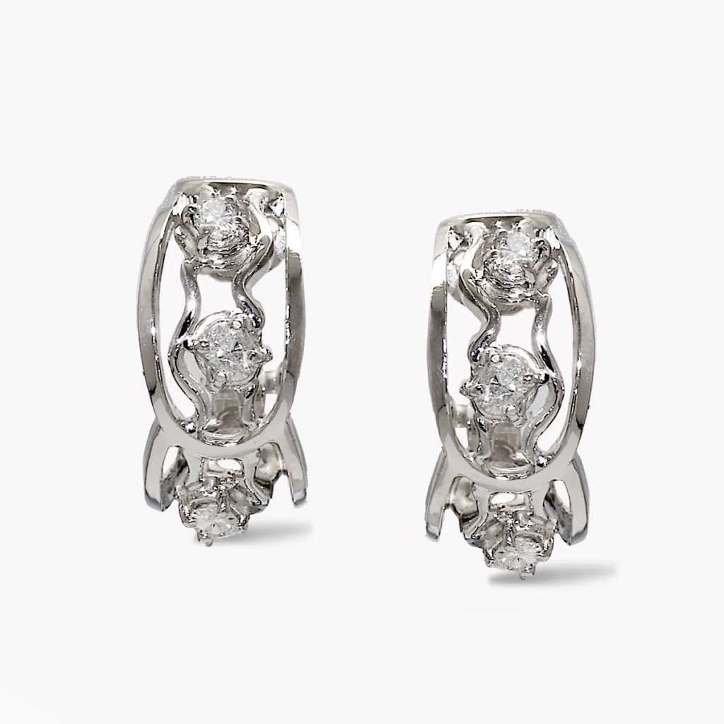 20700 White Gold Open Flowing Lines Diamond Earrings