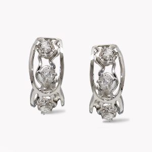 20700 White Gold Open Flowing Lines Diamond Earrings