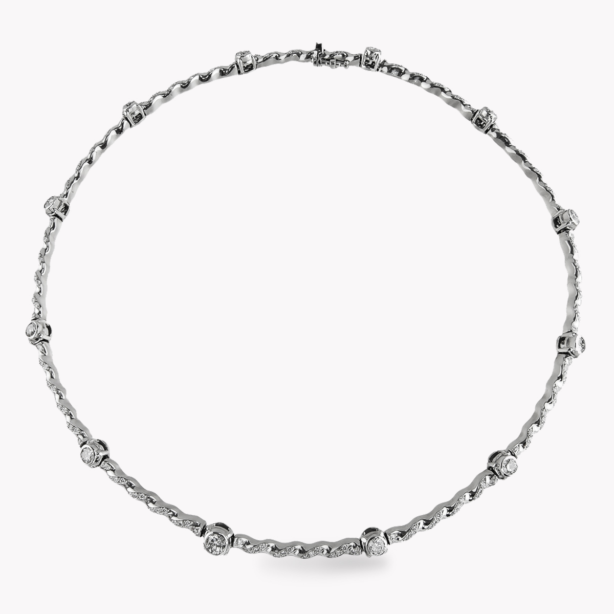 21222 Single Flowing Lines Diamond- Necklace in White Gold